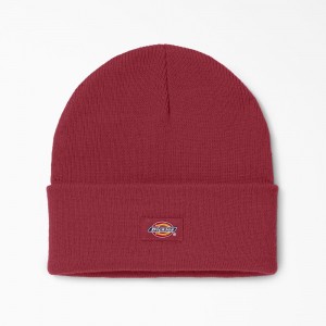 Red Dickies Cuffed Knit Men's Beanie | 642-DCVRHM