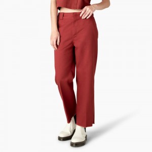 Red Dickies Regular Fit Cropped Women's Pants | 058-KZYTLN