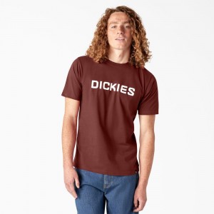 Red Dickies Skateboarding Logo Men's T-Shirt | 580-CJRUBO