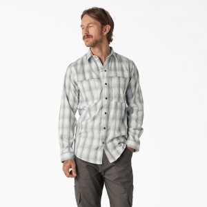 White Dickies Cooling Long Sleeve Men's Work Shirts | 482-BRDSLN