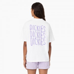 White Dickies Creswell Graphic Women's T-Shirt | 508-LBUZMK