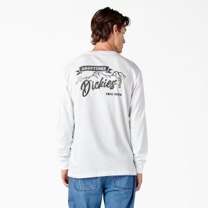 White Dickies Dighton Long Sleeve Graphic Men's T-Shirt | 852-LQOMAP