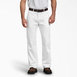 White Dickies FLEX Relaxed Fit Painter's Men's Pants | 853-WABPSY