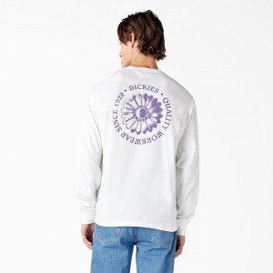 White Dickies Garden Plain Graphic Long Sleeve Men's T-Shirt | 506-WRLOSZ