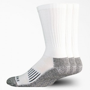 White Dickies Heavyweight Crew 3-Pack Men's Socks | 175-EGIAZX