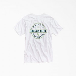 White Dickies Quality Workwear Graphic Men's T-Shirt | 938-EPWTAG