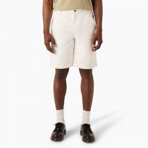 White Dickies Regular Fit Duck Canvas Chap Men's Shorts | 376-JWRHKZ