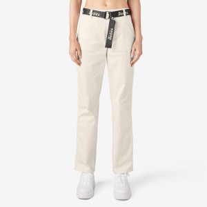 White Dickies Relaxed Fit Carpenter Women's Pants | 234-XAEDOI