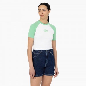 White Dickies Sodaville Cropped Women's T-Shirt | 921-LFZTPX