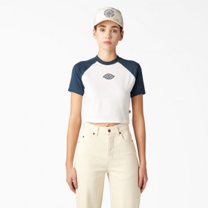 White Dickies Sodaville Cropped Women's T-Shirt | 298-CUFVAW