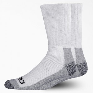 White Dickies Steel Toe Crew 2-Pack Men's Socks | 091-ULGWRD