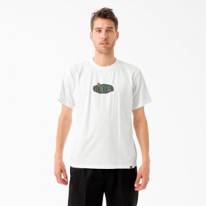 White Dickies Tom Knox Graphic Men's T-Shirt | 871-YBJSOI