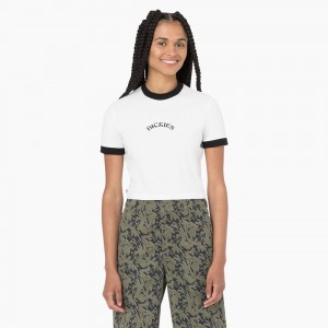 White Dickies Warm Springs Women's T-Shirt | 356-BUXAVY