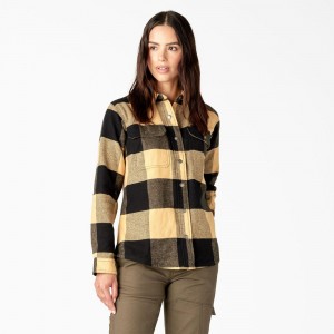 Yellow Dickies DuraTech Renegade Flannel Women's Shirt | 268-QMCJAB