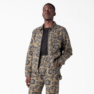 Yellow Dickies Premium Collection Desert Floral Eisenhower Men's Jacket | 683-EAWJYC