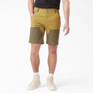 Yellow Dickies Regular Fit Contrast Chap Front Men's Shorts | 495-PAZGRQ