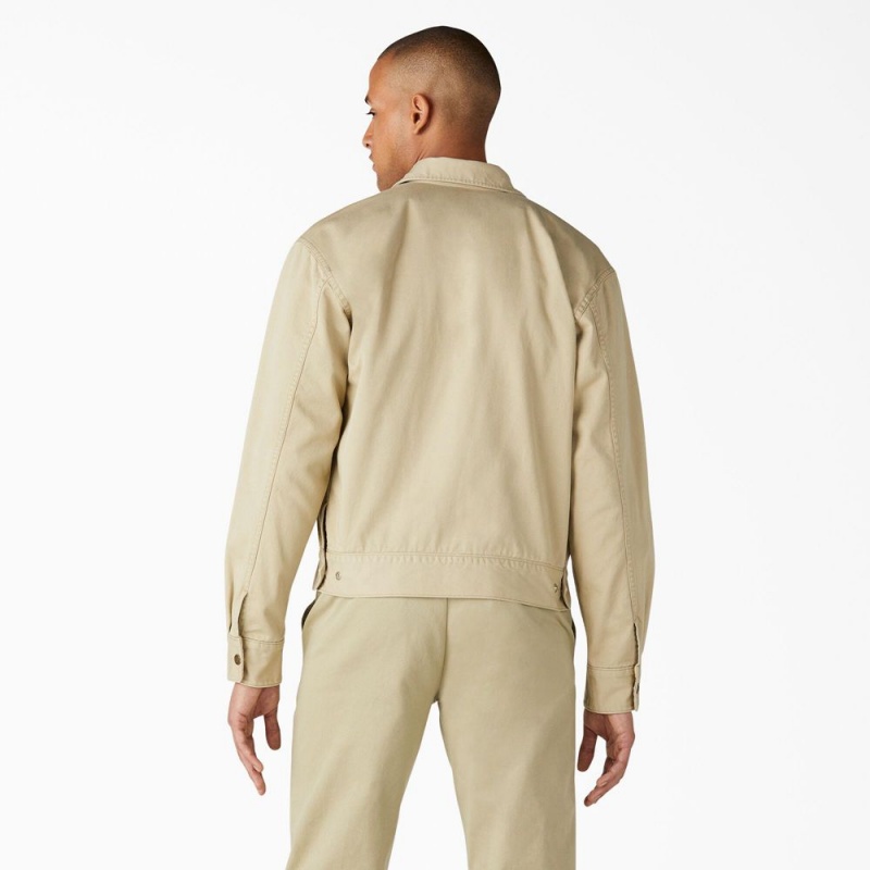 Beige Dickies 1922 Gas Station Twill Men's Jacket | 897-PICXBK