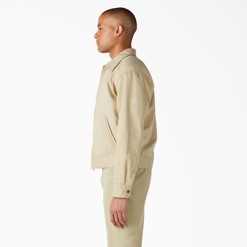 Beige Dickies 1922 Gas Station Twill Men's Jacket | 897-PICXBK