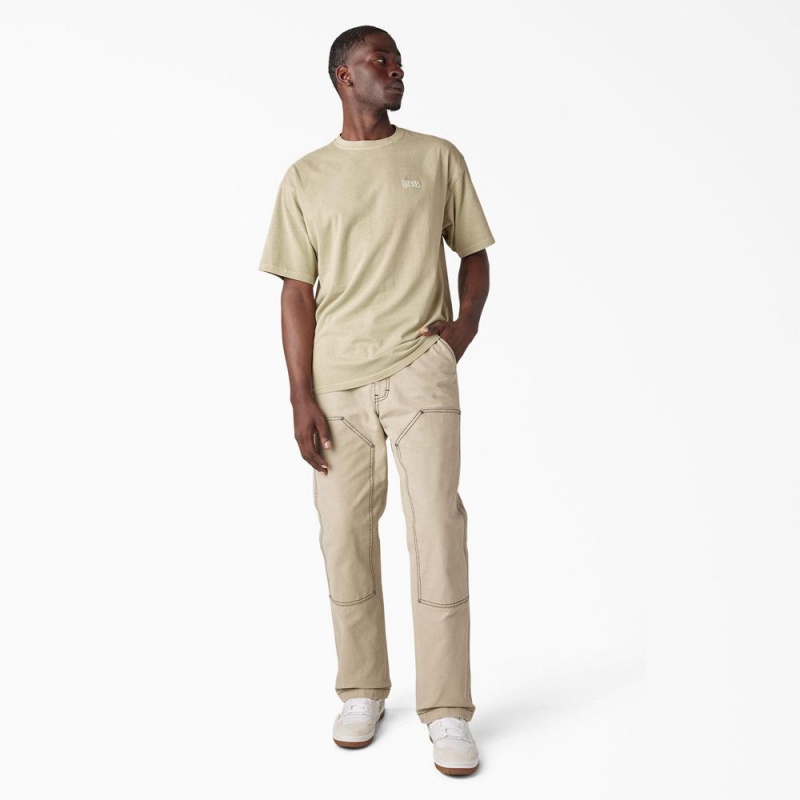 Beige Dickies Bandon Short Sleeve Men's T-Shirt | 491-FYLCQB