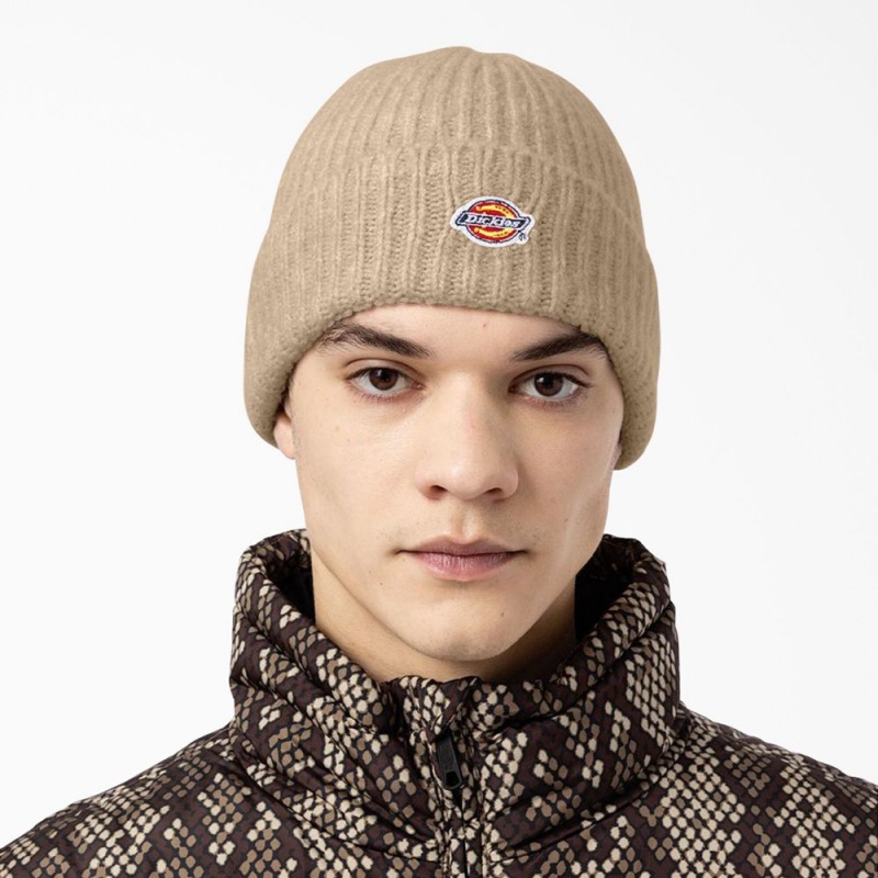 Beige Dickies Brewton Men's Beanie | 467-MIPRVG