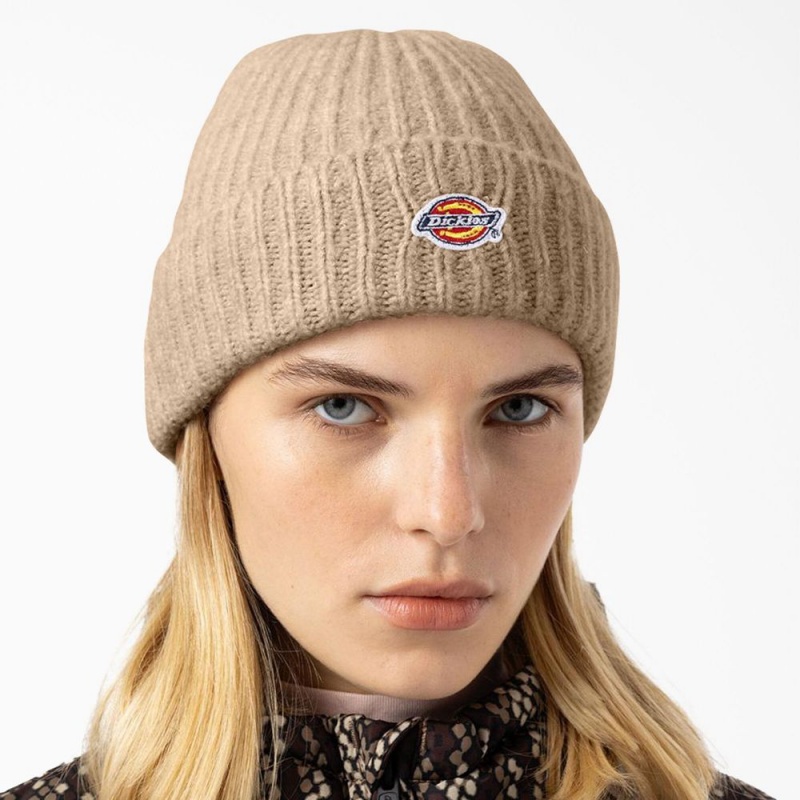 Beige Dickies Brewton Men's Beanie | 467-MIPRVG