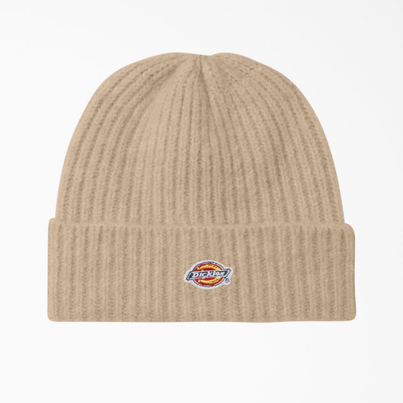 Beige Dickies Brewton Men\'s Beanie | 467-MIPRVG