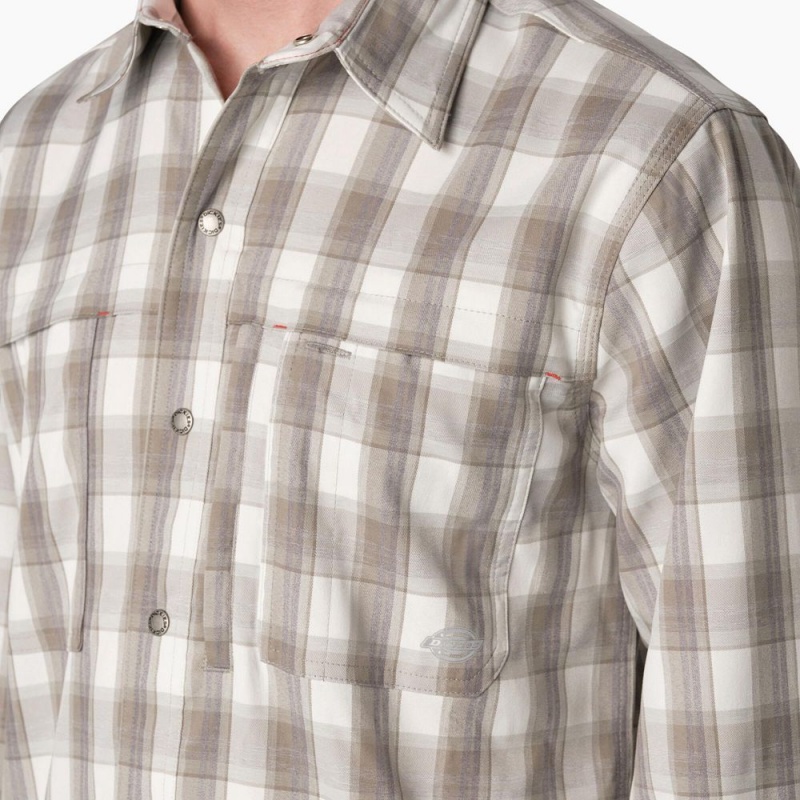 Beige Dickies Cooling Long Sleeve Men's Work Shirts | 958-ECHYQB