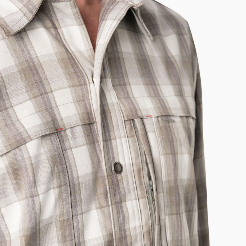 Beige Dickies Cooling Long Sleeve Men's Work Shirts | 958-ECHYQB