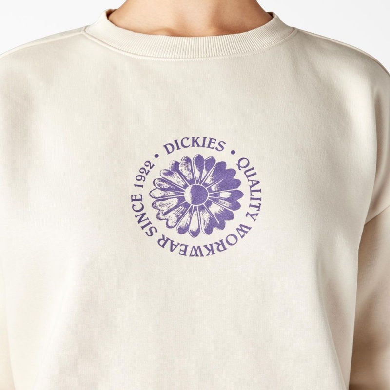 Beige Dickies Garden Plain Women's Sweatshirt | 630-MYLHSJ