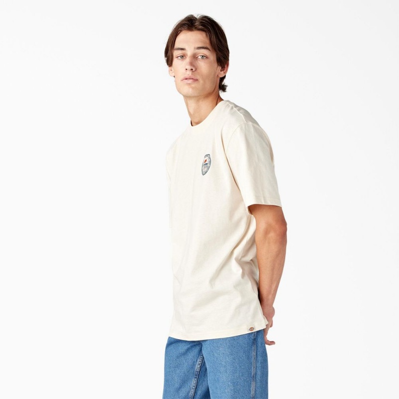 Beige Dickies Greensburg Graphic Men's T-Shirt | 179-MRIQPV