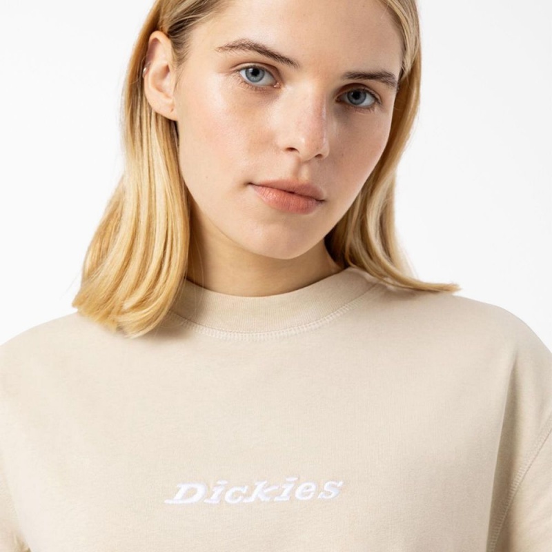 Beige Dickies Loretto Cropped Women's T-Shirt | 910-PTERIV