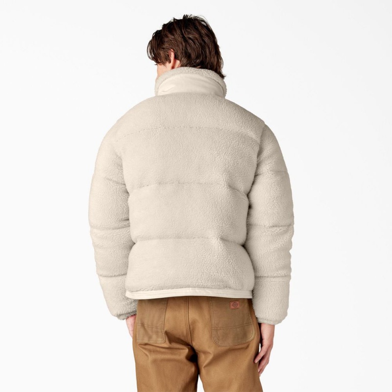 Beige Dickies Mount Hope Puffer Men's Jacket | 197-OSGVWM