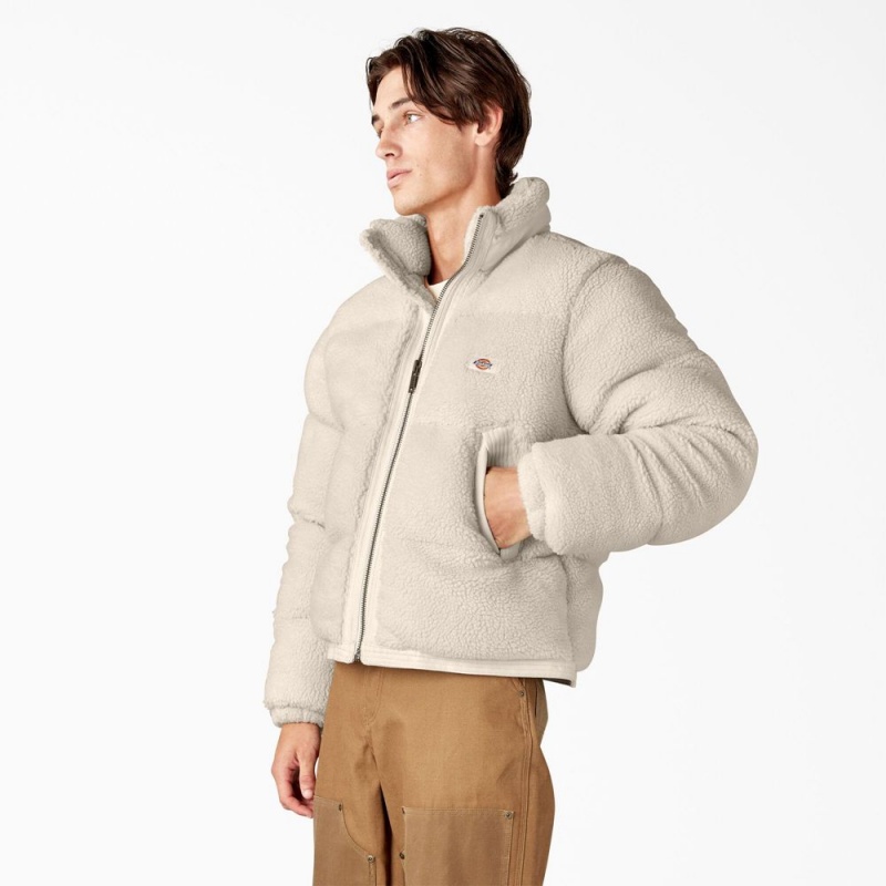 Beige Dickies Mount Hope Puffer Men's Jacket | 197-OSGVWM