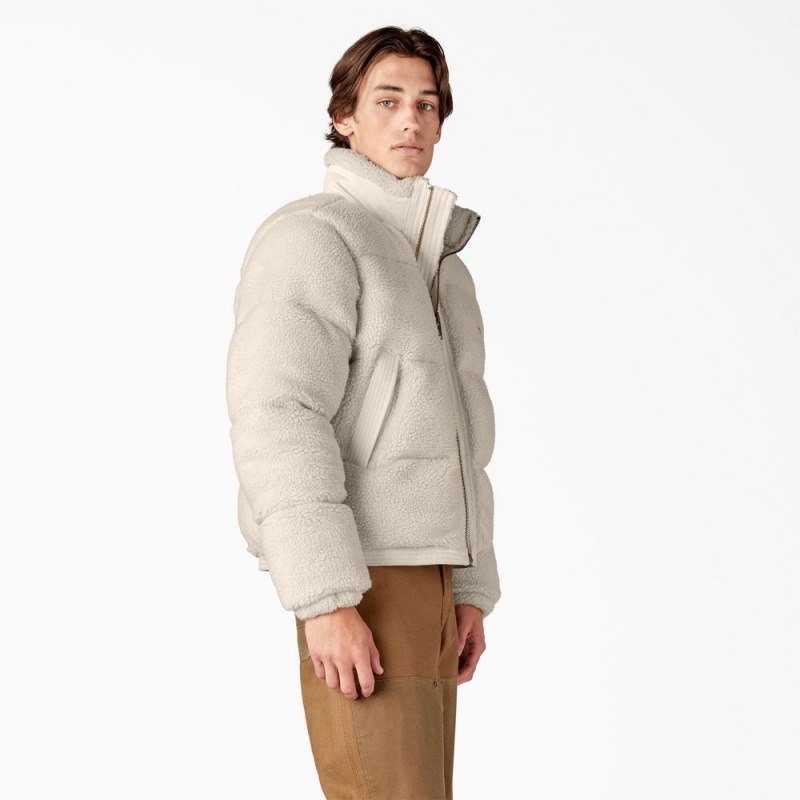 Beige Dickies Mount Hope Puffer Men's Jacket | 197-OSGVWM