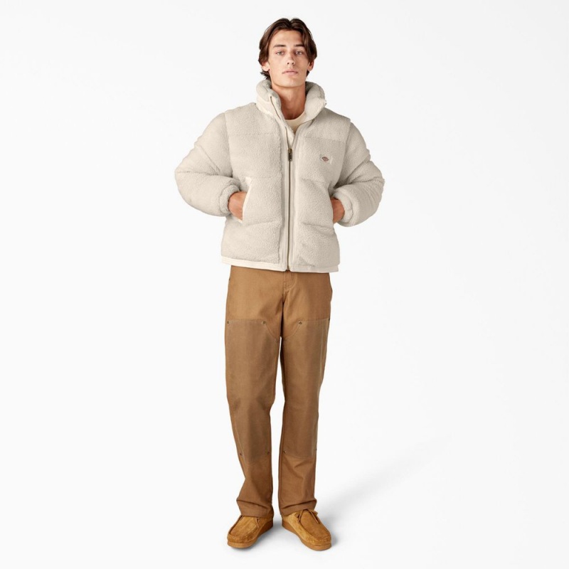 Beige Dickies Mount Hope Puffer Men's Jacket | 197-OSGVWM