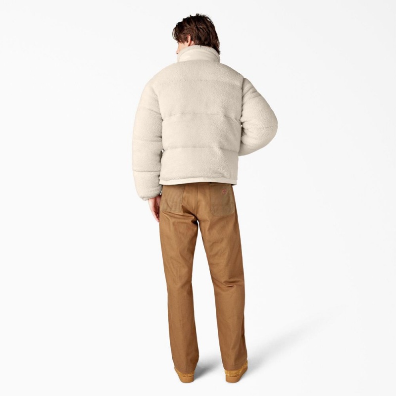 Beige Dickies Mount Hope Puffer Men's Jacket | 197-OSGVWM