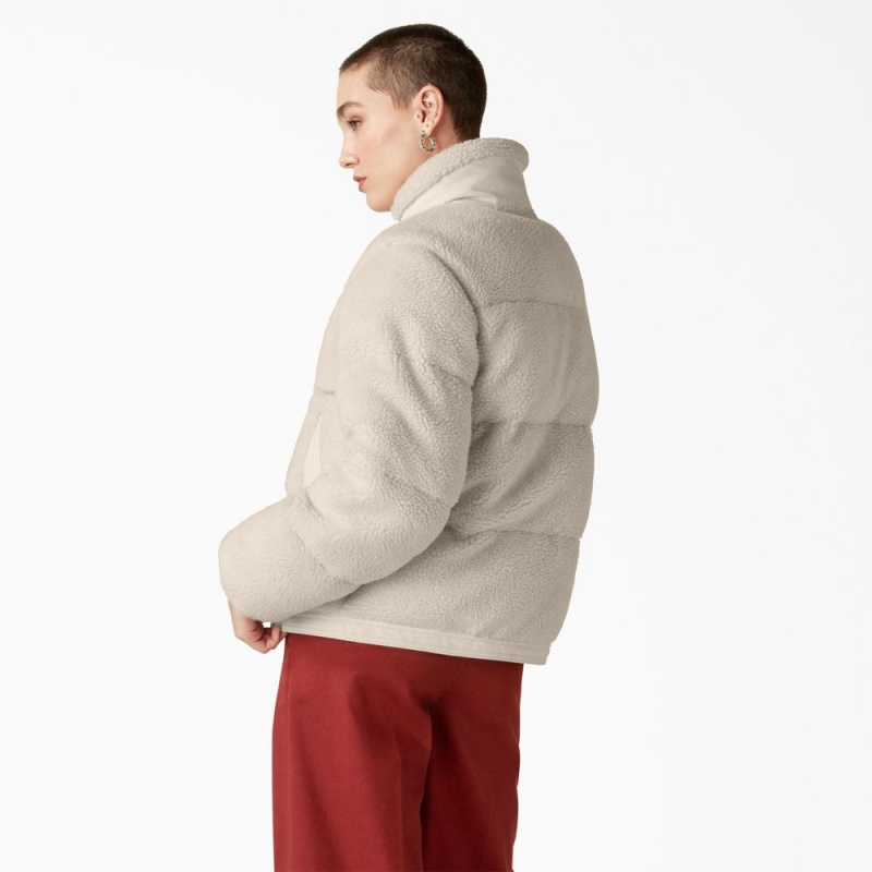 Beige Dickies Mount Hope Puffer Women's Jacket | 320-RNWUOX