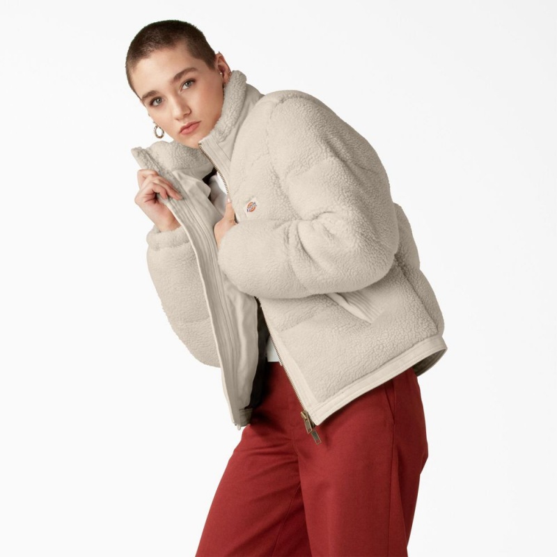 Beige Dickies Mount Hope Puffer Women's Jacket | 320-RNWUOX