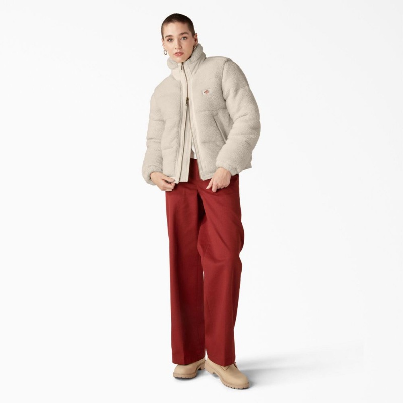 Beige Dickies Mount Hope Puffer Women's Jacket | 320-RNWUOX