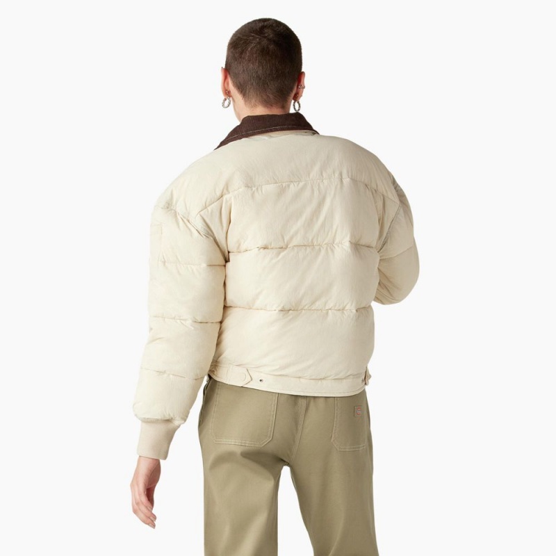 Beige Dickies Overbrook Puffer Women's Jacket | 186-HQOLRA