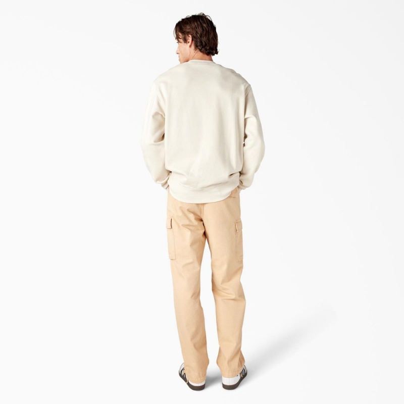 Beige Dickies Oxford Graphic Men's Sweatshirt | 408-UBIFHV