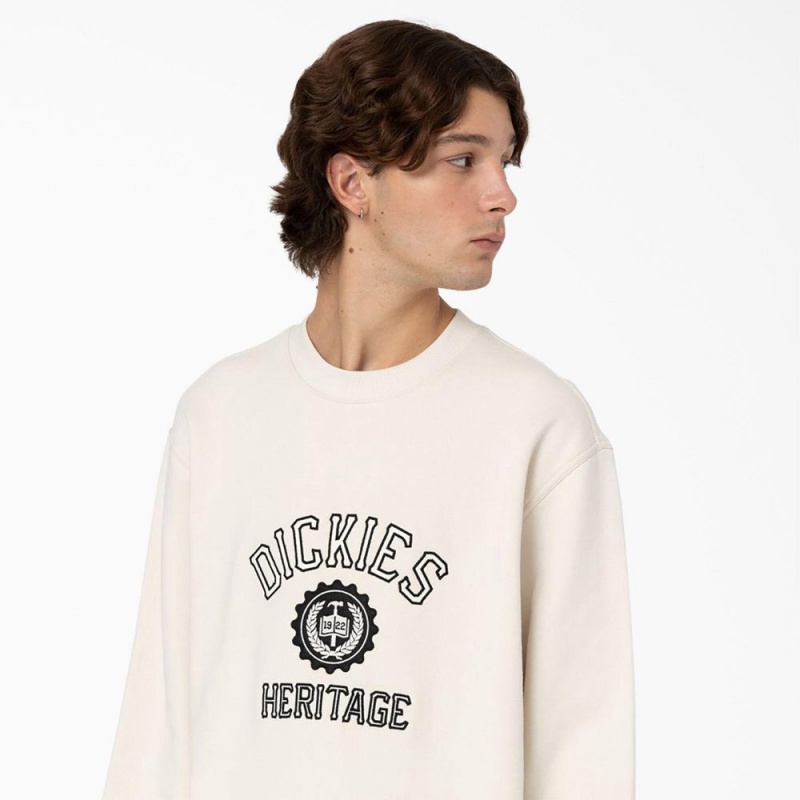 Beige Dickies Oxford Graphic Men's Sweatshirt | 408-UBIFHV