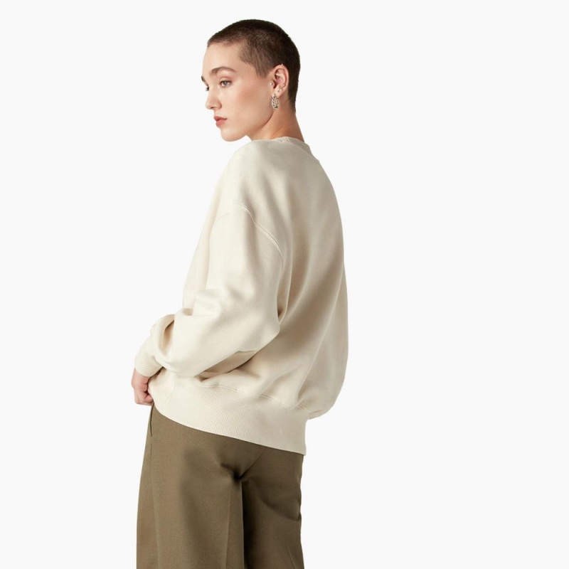 Beige Dickies Oxford Women's Sweatshirt | 182-GWXICM