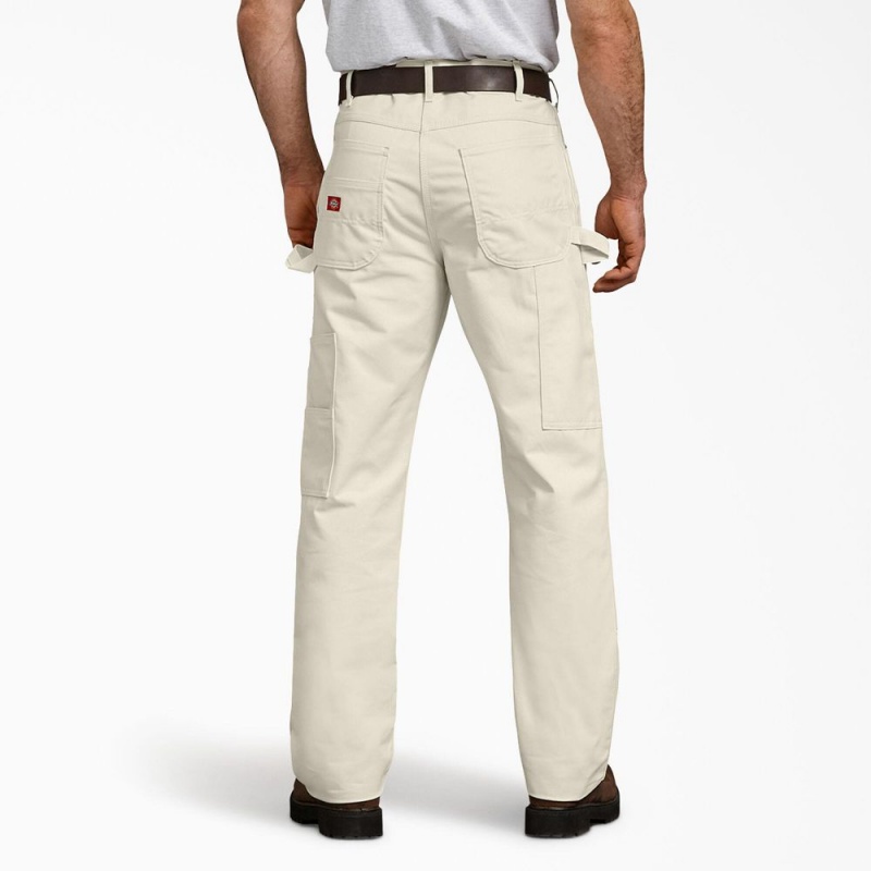 Beige Dickies Relaxed Fit Double Knee Carpenter Painter's Men's Pants | 902-ZJIGVN