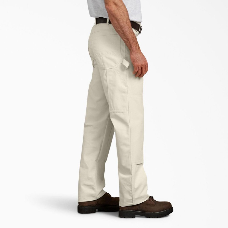 Beige Dickies Relaxed Fit Double Knee Carpenter Painter's Men's Pants | 902-ZJIGVN