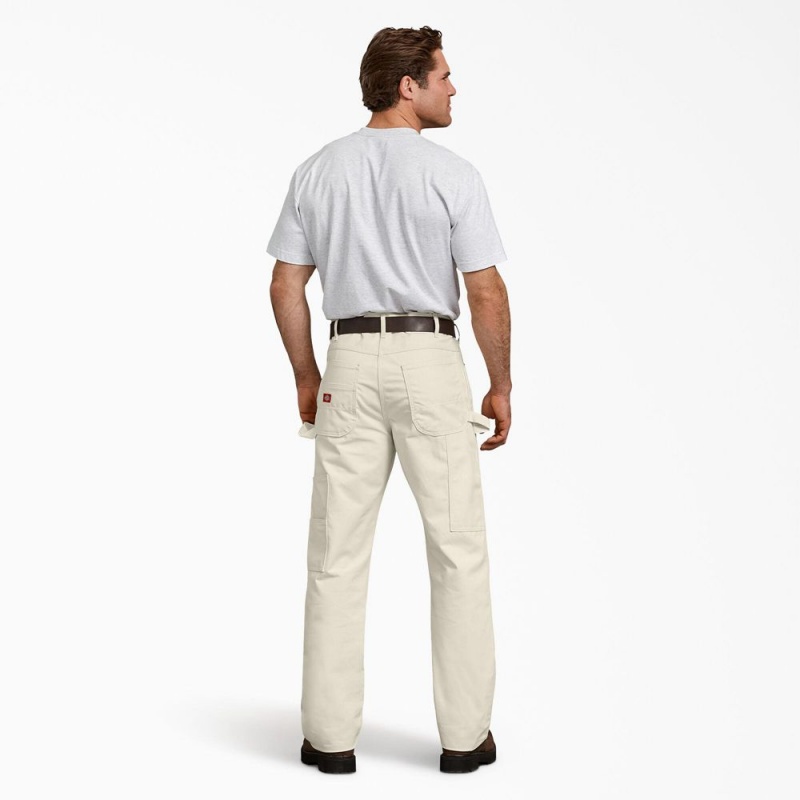 Beige Dickies Relaxed Fit Double Knee Carpenter Painter's Men's Pants | 902-ZJIGVN