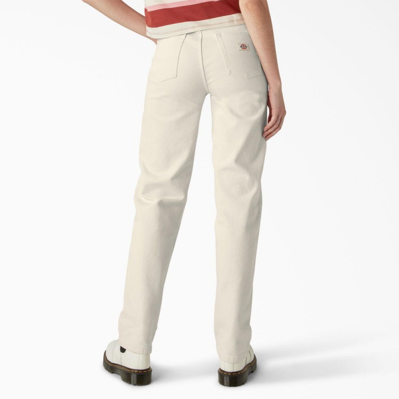 Beige Dickies Thomasville Relaxed Fit Women's Jeans | 938-IDHETX