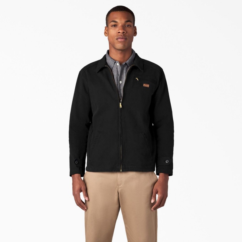 Black Dickies 1922 Brushed Twill Men\'s Jacket | 805-XBCFMO