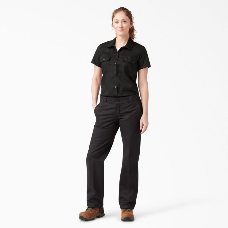 Black Dickies 574 Original Women's Work Shirts | 432-ITAPVN