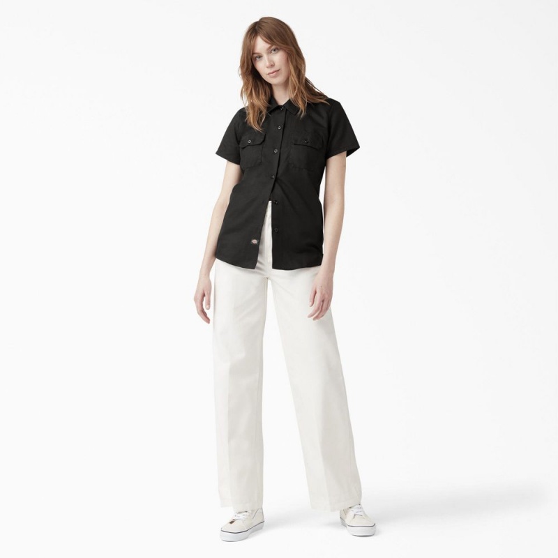 Black Dickies 574 Original Women's Work Shirts | 432-ITAPVN